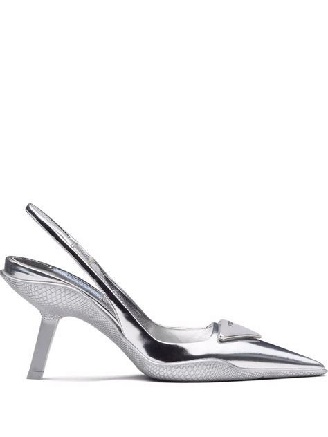 prada slingback pumps silver|Prada metallic.